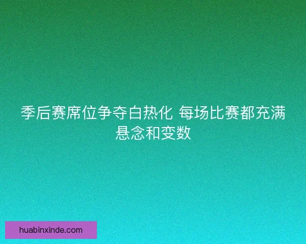 季后赛席位争夺白热化 每场比赛都充满悬念和变数